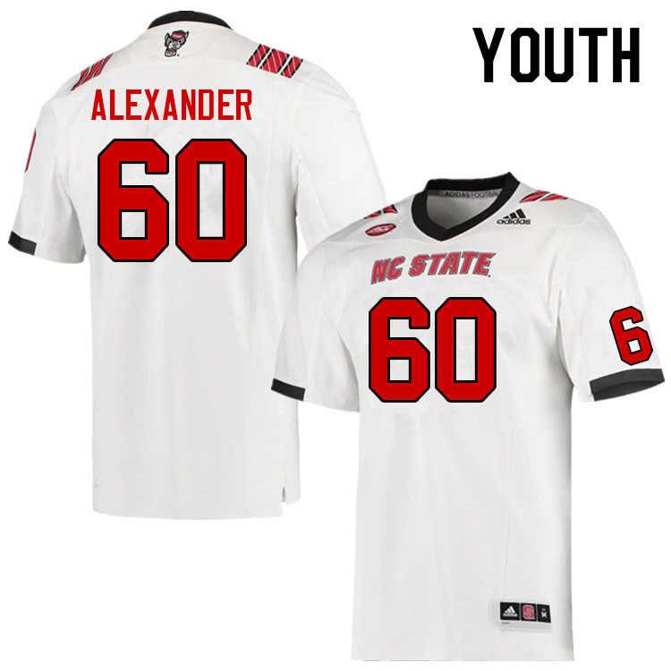Youth #60 Blair Alexander NC State Wolfpack College Football Jerseys Sale-White
